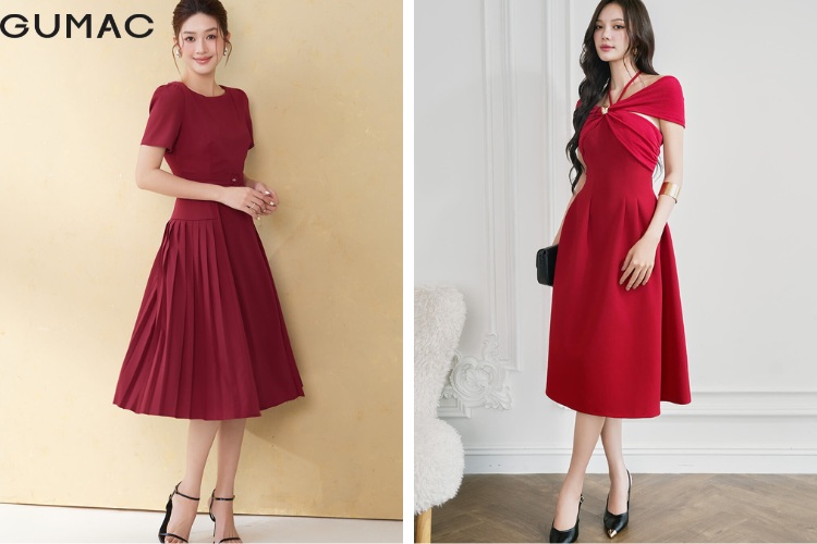 Đầm xòe màu đỏ